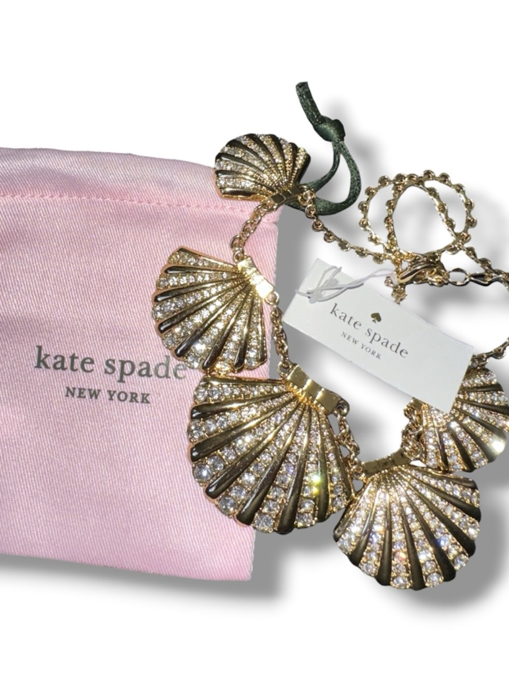 Kate Spade New York "Shore Thing" Clam Shell Frontal Necklace Statement NWT Gold